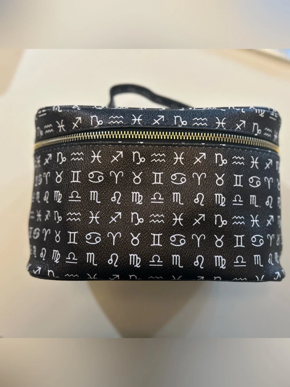 Black Zodiac Signs Travel Toiletry Bag Cosmetic Make Up